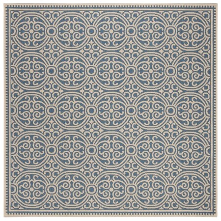 Safavieh 4 x 4 ft. Beach House Power Loomed Square Area Rug Cream & Blue BHS134N-4SQ